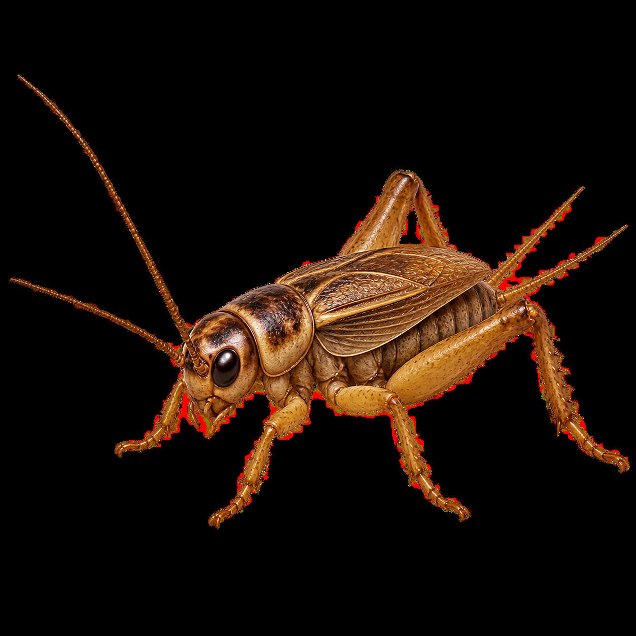 Isolated illustration of a house cricket representing an insect authorised as food in the EU